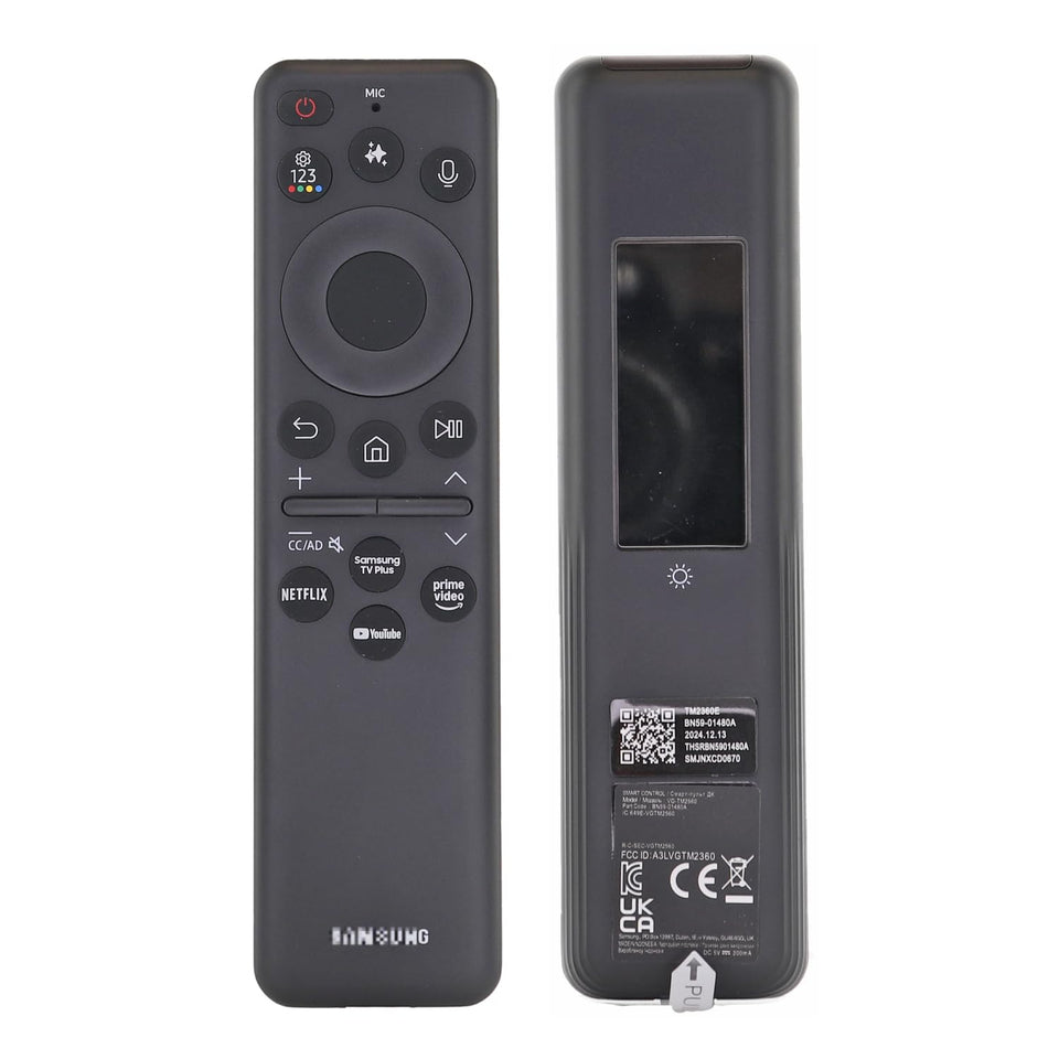 Dan's Originals front view of remote showing buttons and AI voice button, easy control