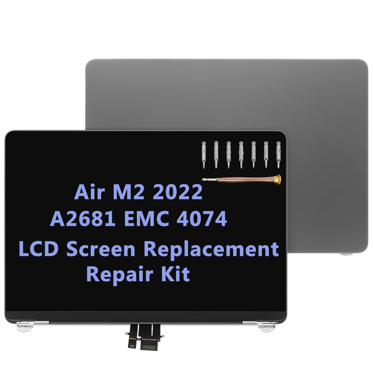 Daplinno 13.6-inch screen front view in Space Gray for MacBook Air M2.