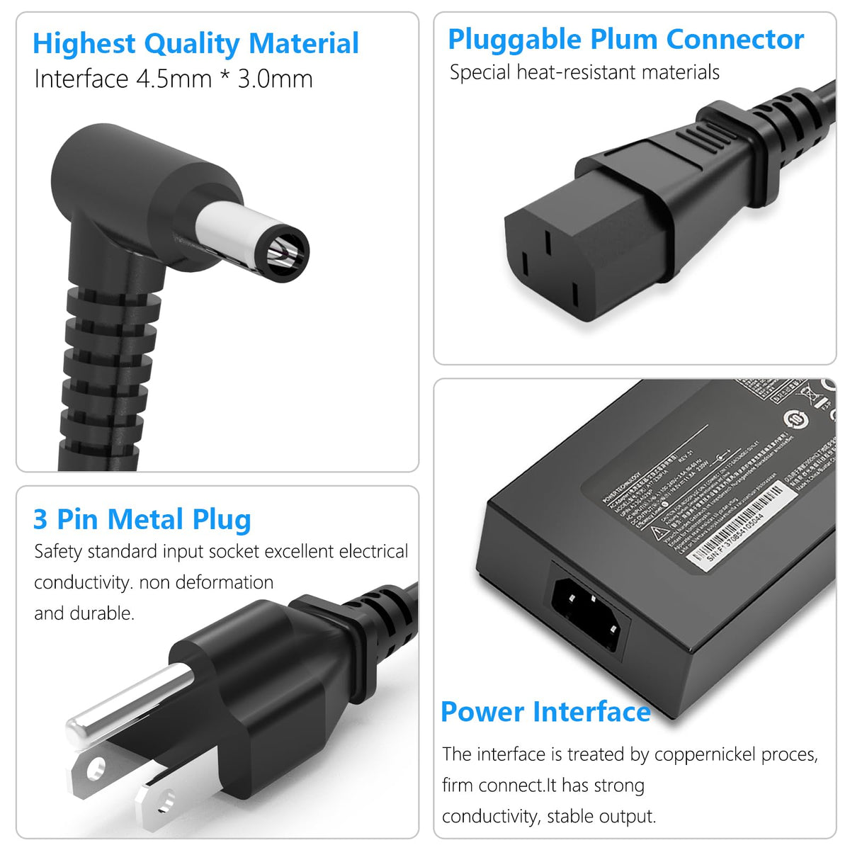 DAPTLA 240W adapter back view, compact design for travel.