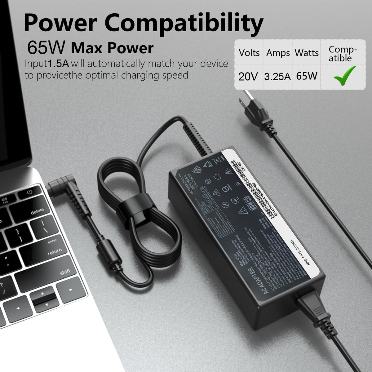 DAPTLA barrel connector close-up for easy Lenovo compatibility.