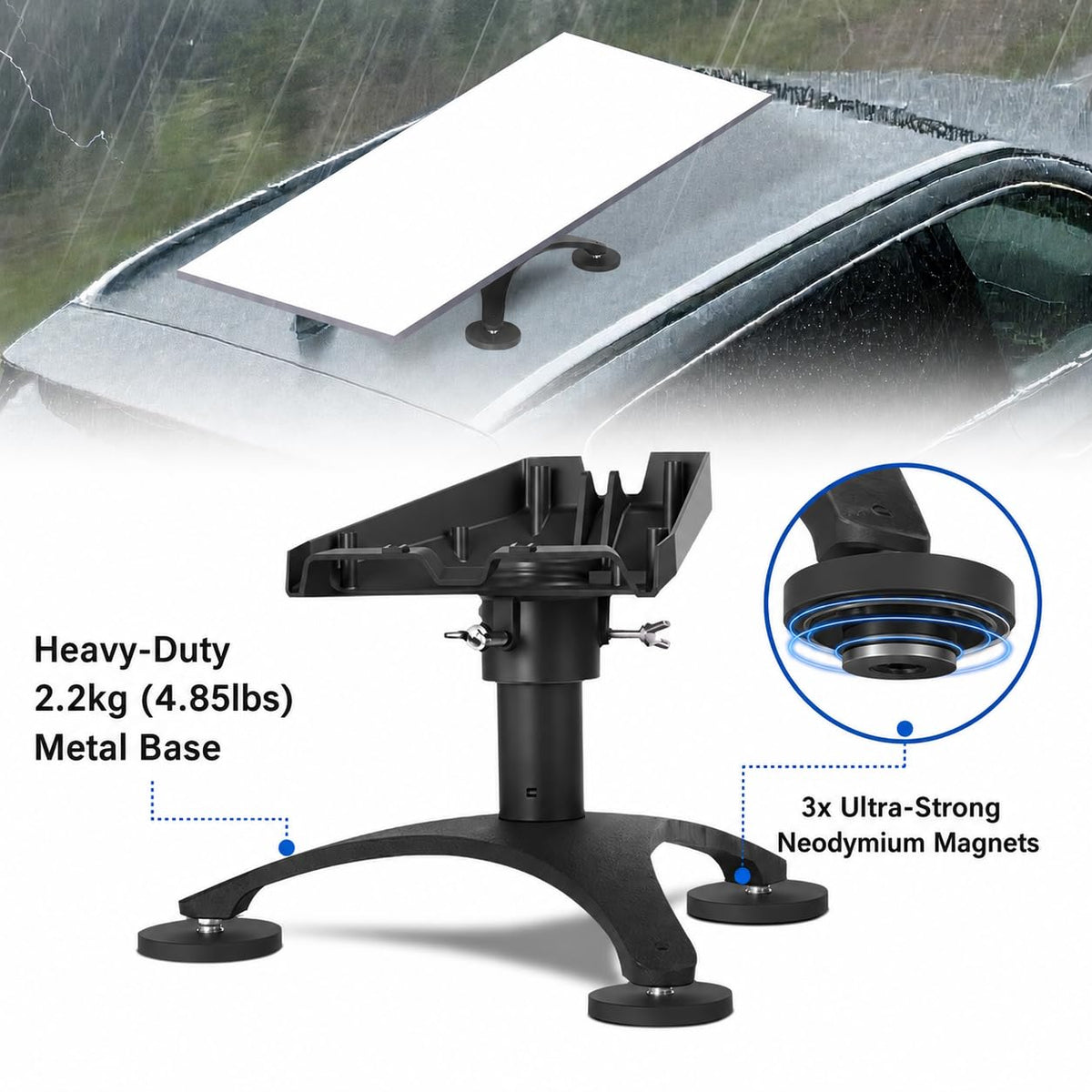 Daqa magnet foot close-up with rubber pad protecting paint and improving grip