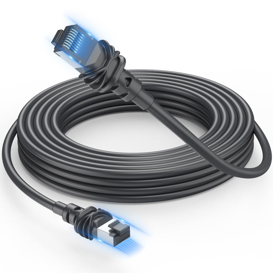 Daqa Starlink Gen3 75ft outdoor cable laid out for flexible high-speed Internet setup.