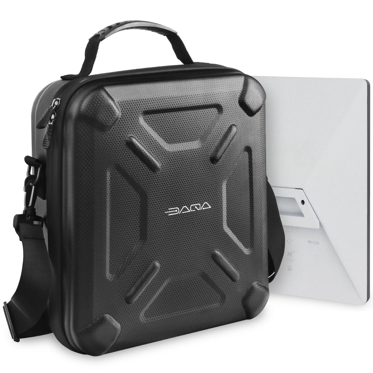 Daqa front view of case showing compact protection and travel convenience