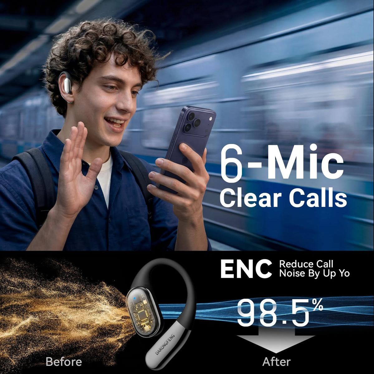 DARONGFENG size comparison showing earbuds and case portability for travel