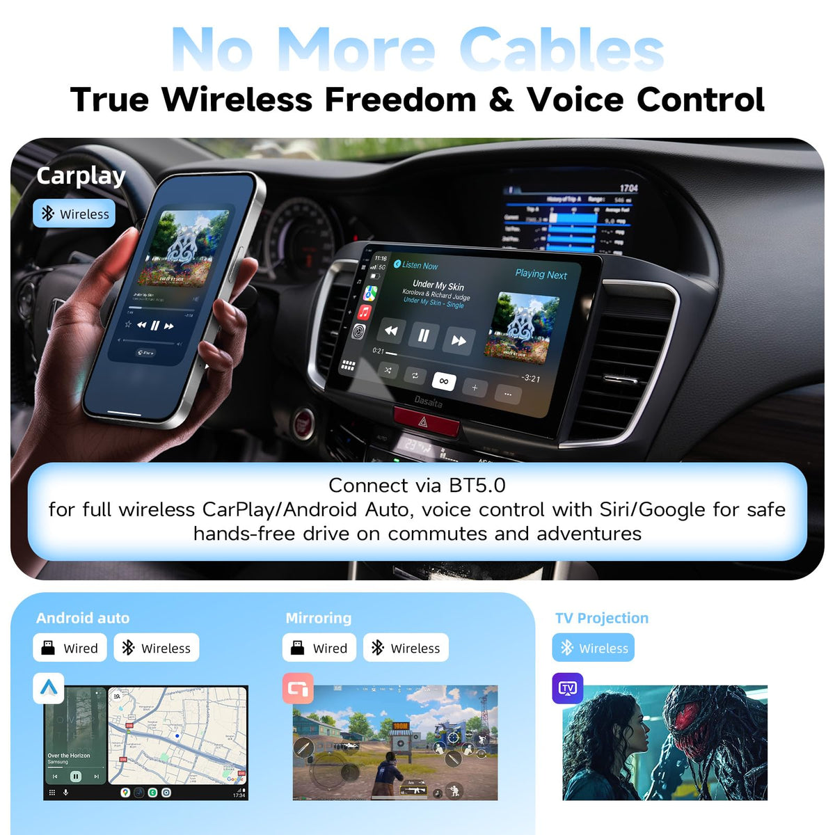Built-in 4G LTE and 5G WiFi keep maps and streaming online.