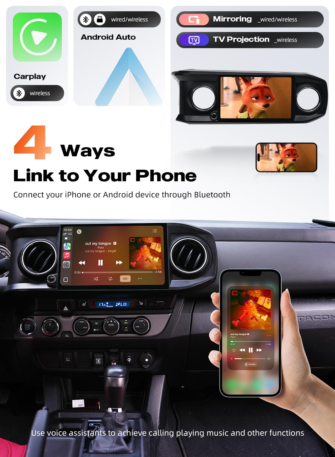 Dasaita 5G WiFi connectivity enables HD streaming on road trips.