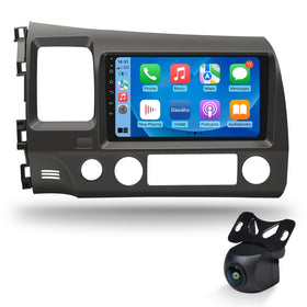Dasaita 9-inch head unit front view enhances Honda Civic interior with a responsive touchscreen