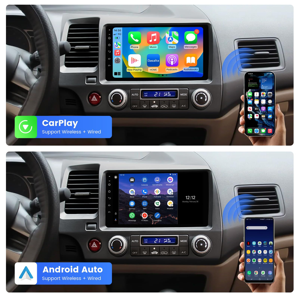 Dasaita Android Auto wireless interface supports real-time traffic and messaging on the go
