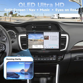 Split-screen mode lets navigation and music stay visible together.