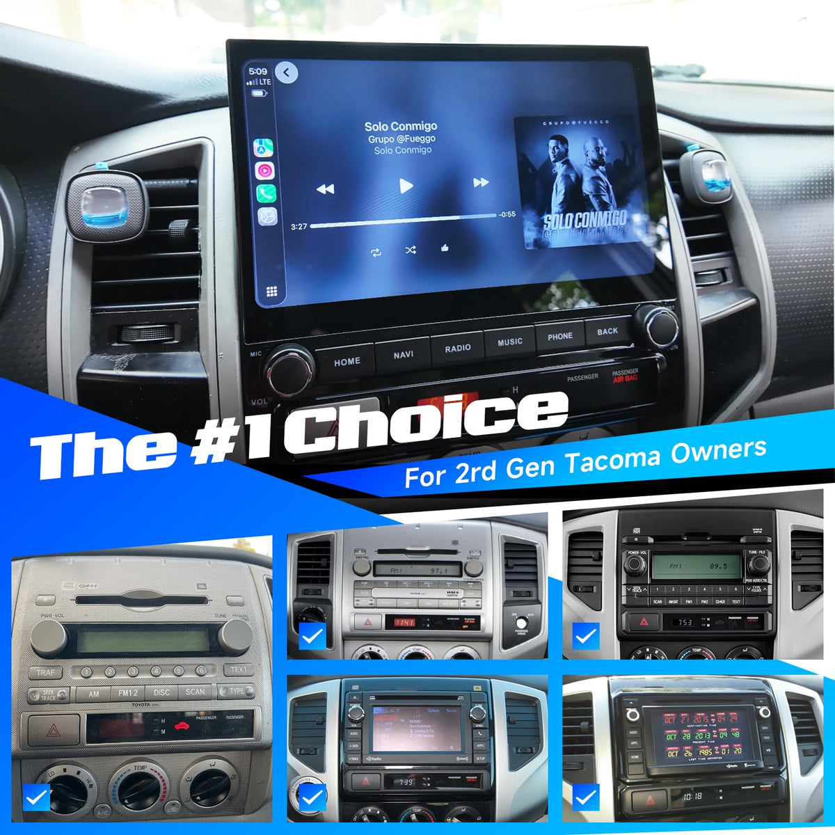 Dasaita Tacoma wireless CarPlay and Android Auto for hands-free use.