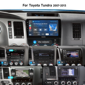 Dasaita dash unit in Toyota Tundra enabling wireless CarPlay for calls and maps.