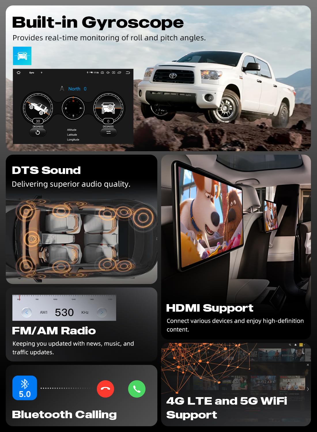 Dasaita wireless CarPlay and Android Auto enable hands-free operation.
