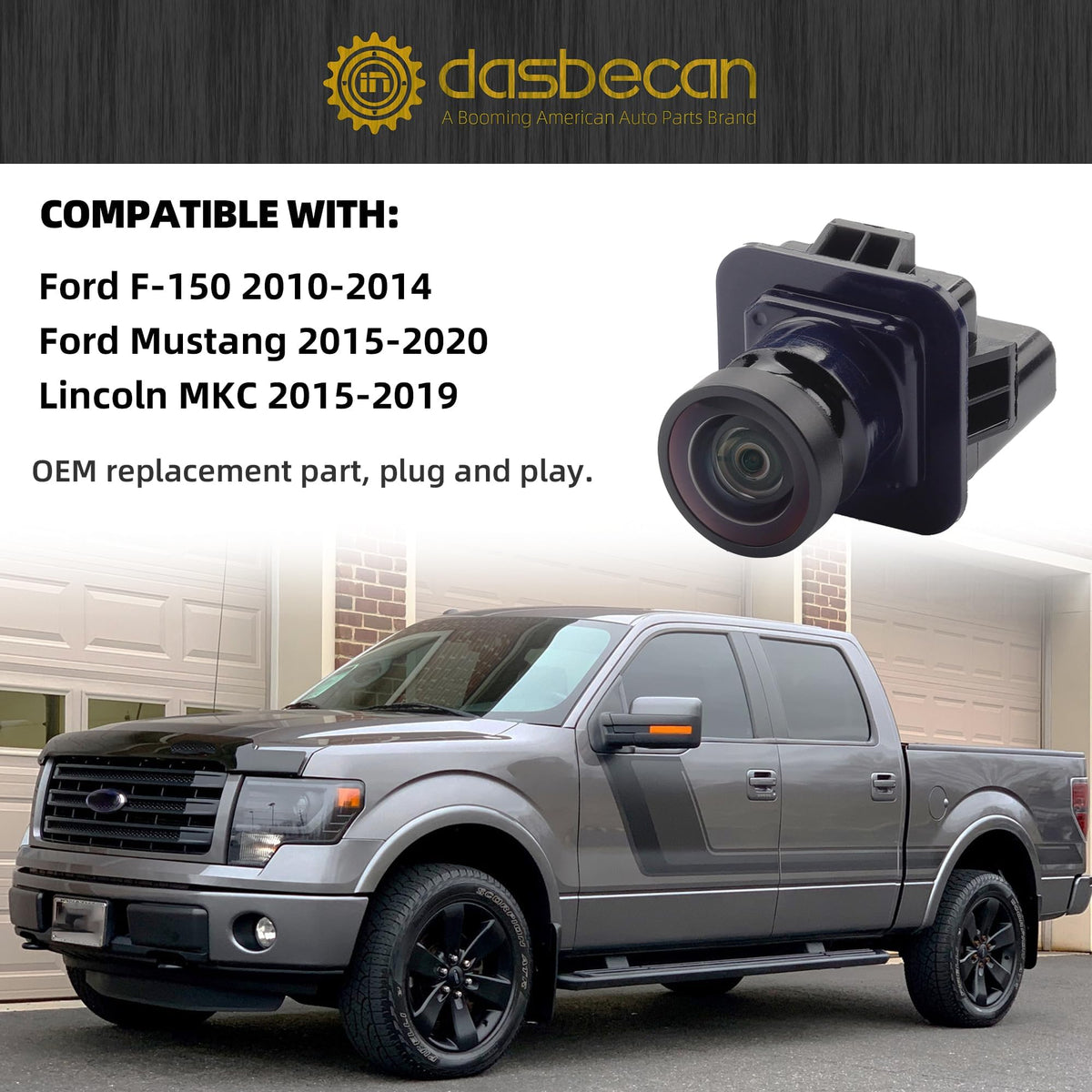 Dasbecan backup camera for Ford Mustang delivers clear rear visibility during parking