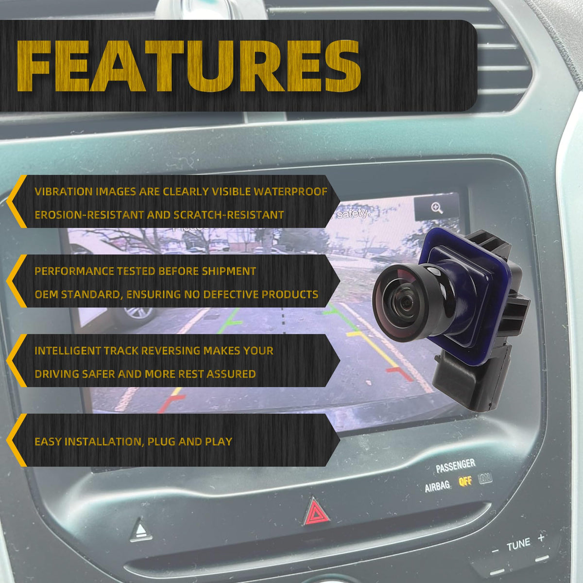 Dasbecan backup camera installation step shows easy fit for Ford Explorer