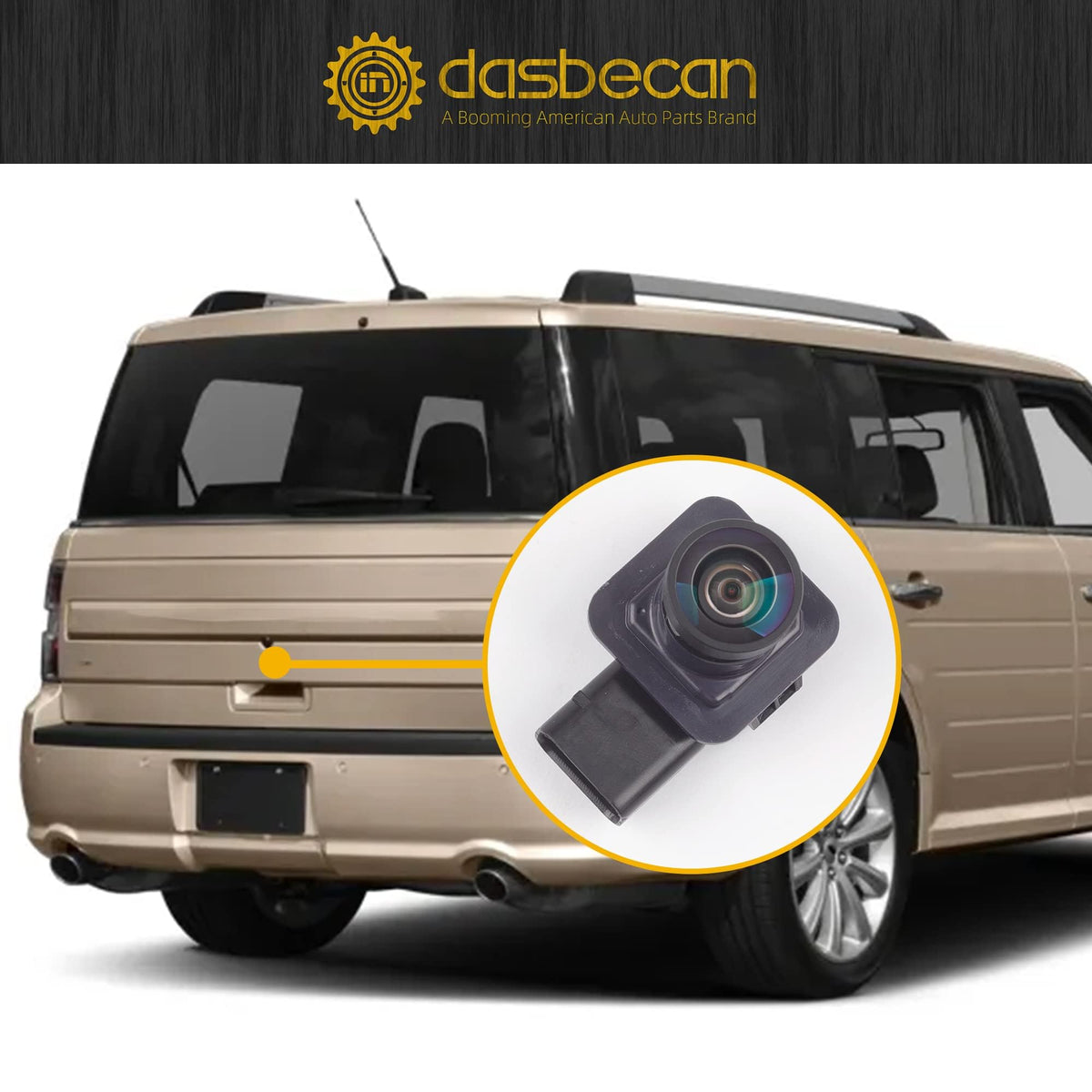 Dasbecan rear view camera in-car display view, improves reversing visibility.