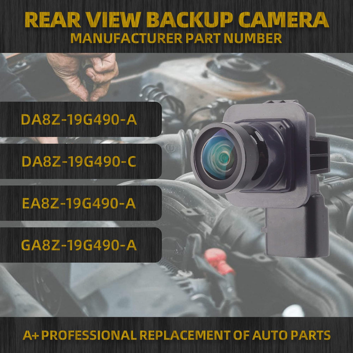 Dasbecan rear view camera lens close-up, high-quality ABS housing for clear reversing images.