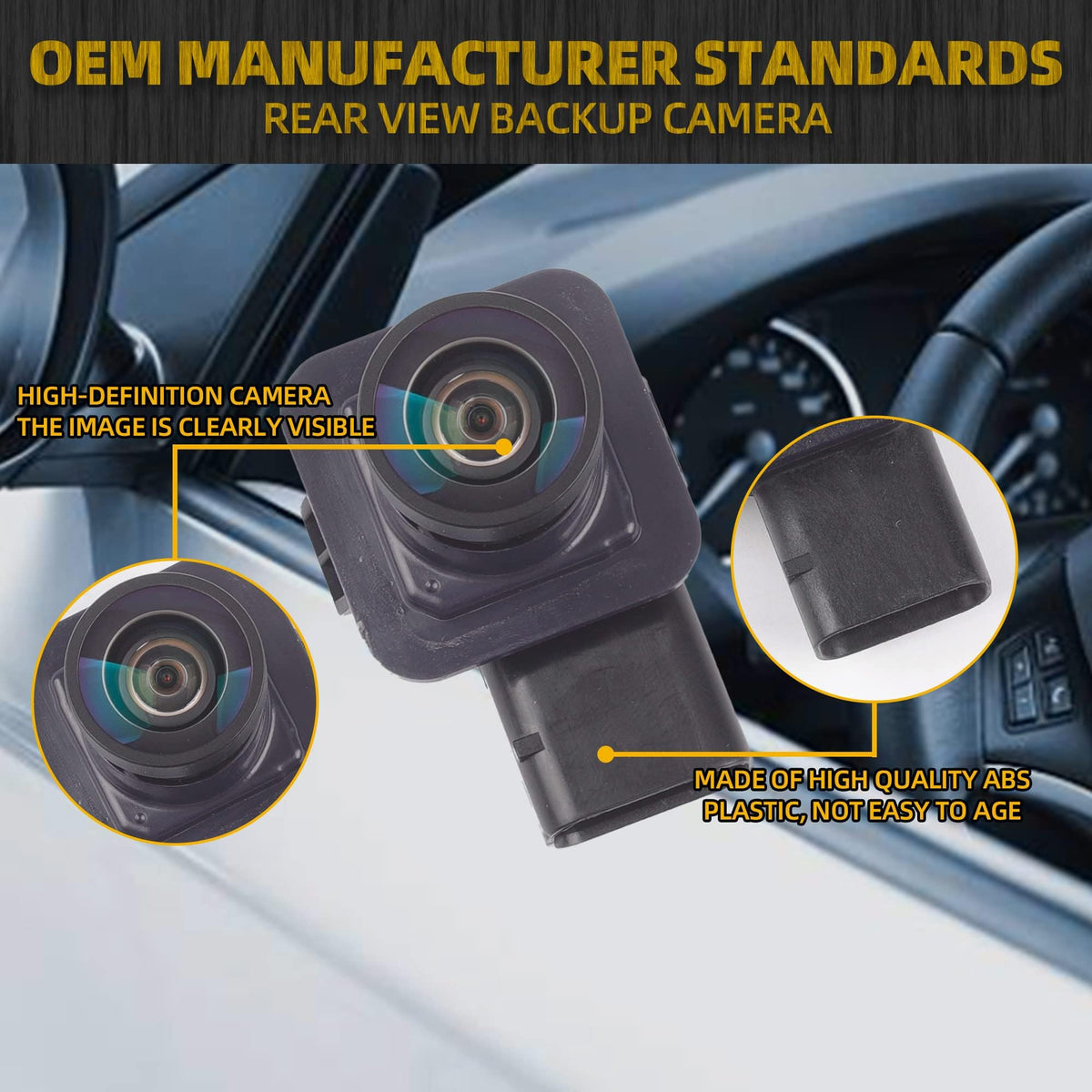 Dasbecan rear view camera mounting step, precise fit for Ford Flex 2013-2019.