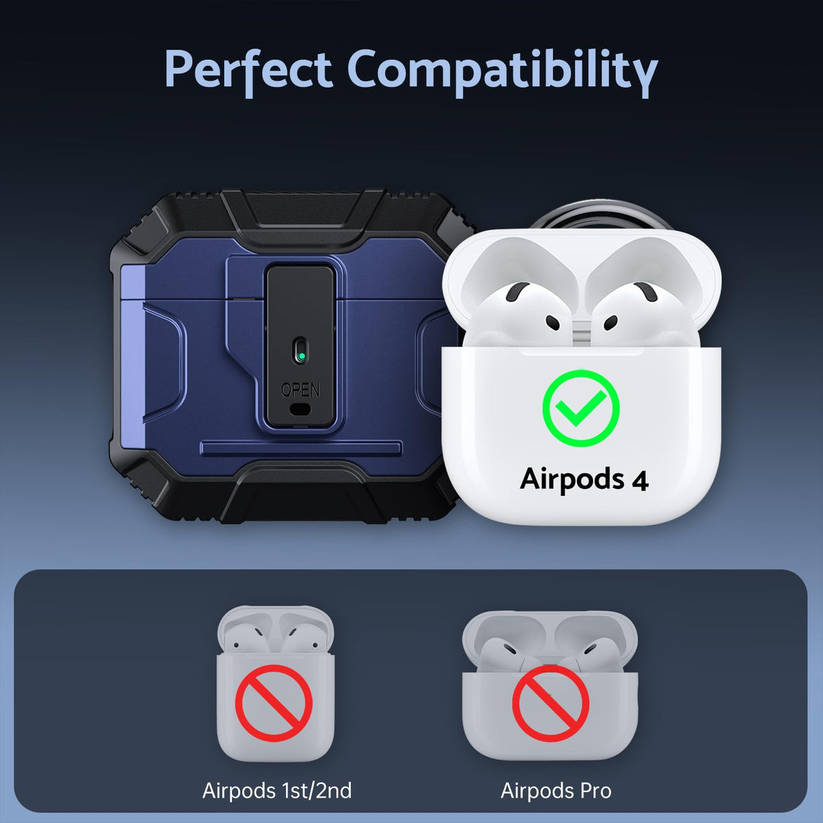 DASFOND Armor AirPods 4 case with carabiner for outdoor portability.