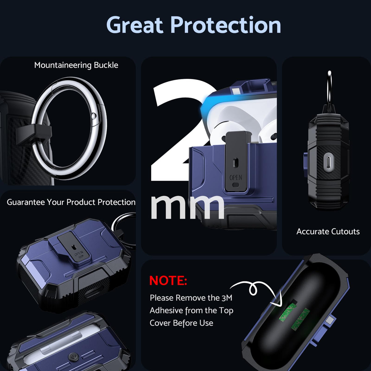 DASFOND Armor AirPods 4 case shows charging status via front LED.
