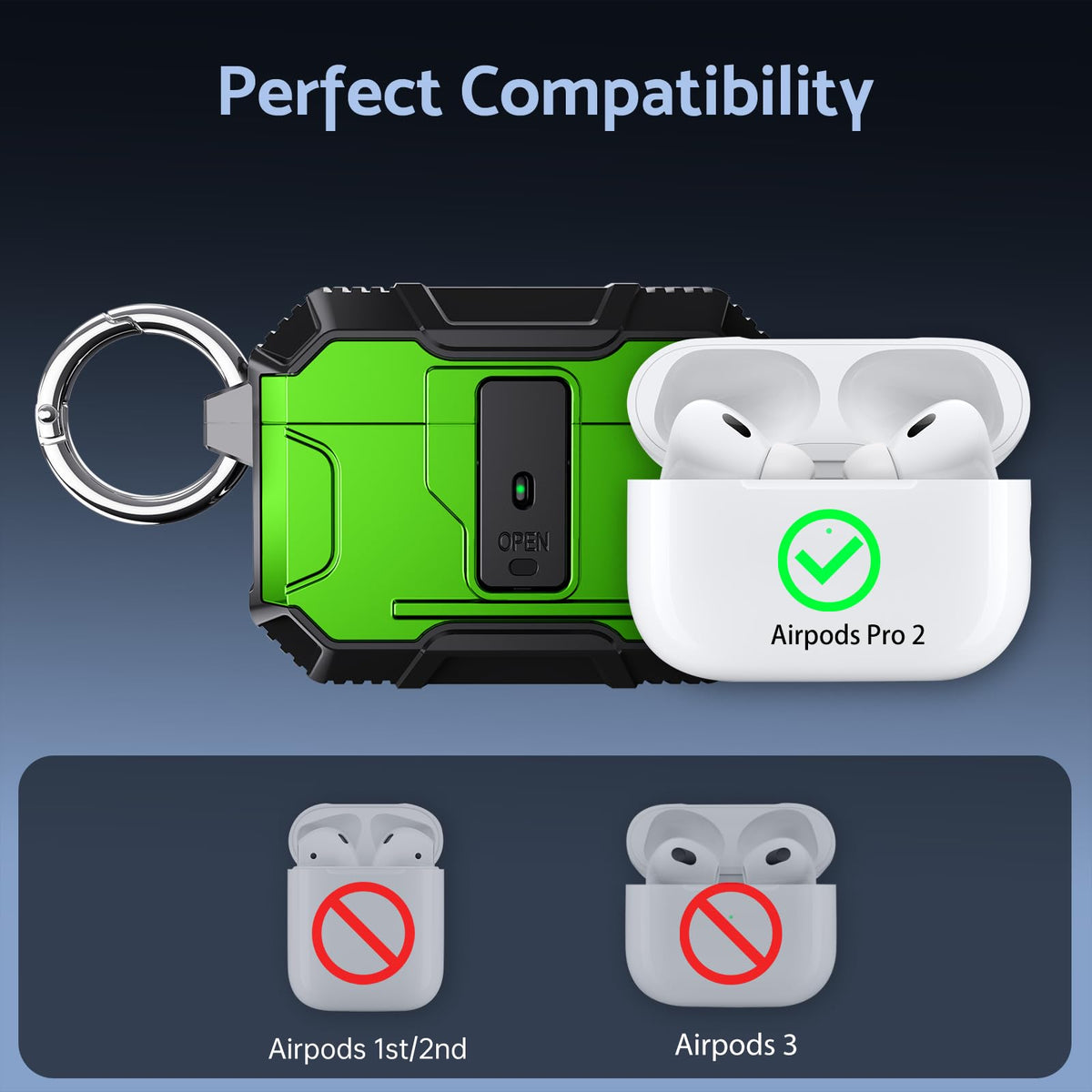 DASFOND Armor AirPods Pro 2 carabiner for secure carrying during outdoor activities.