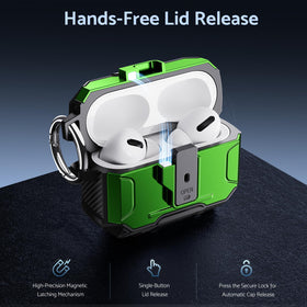 DASFOND Armor AirPods Pro 2 magnetic lid enables easy one-click opening.