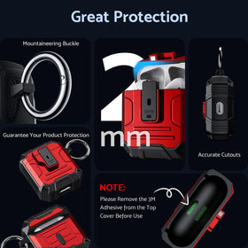 DASFOND Armor AirPods red magnetic lid in action for easy opening.
