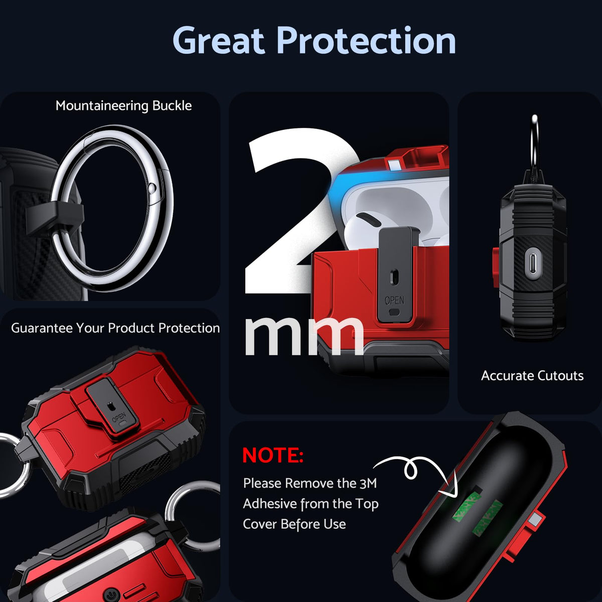 DASFOND Armor AirPods Pro 2 case features dust-cap to keep charging port clean
