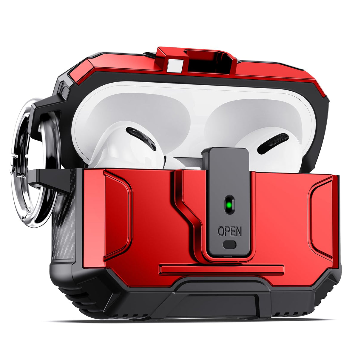 DASFOND Armor AirPods Pro 2 case front view with LED status for charging checks
