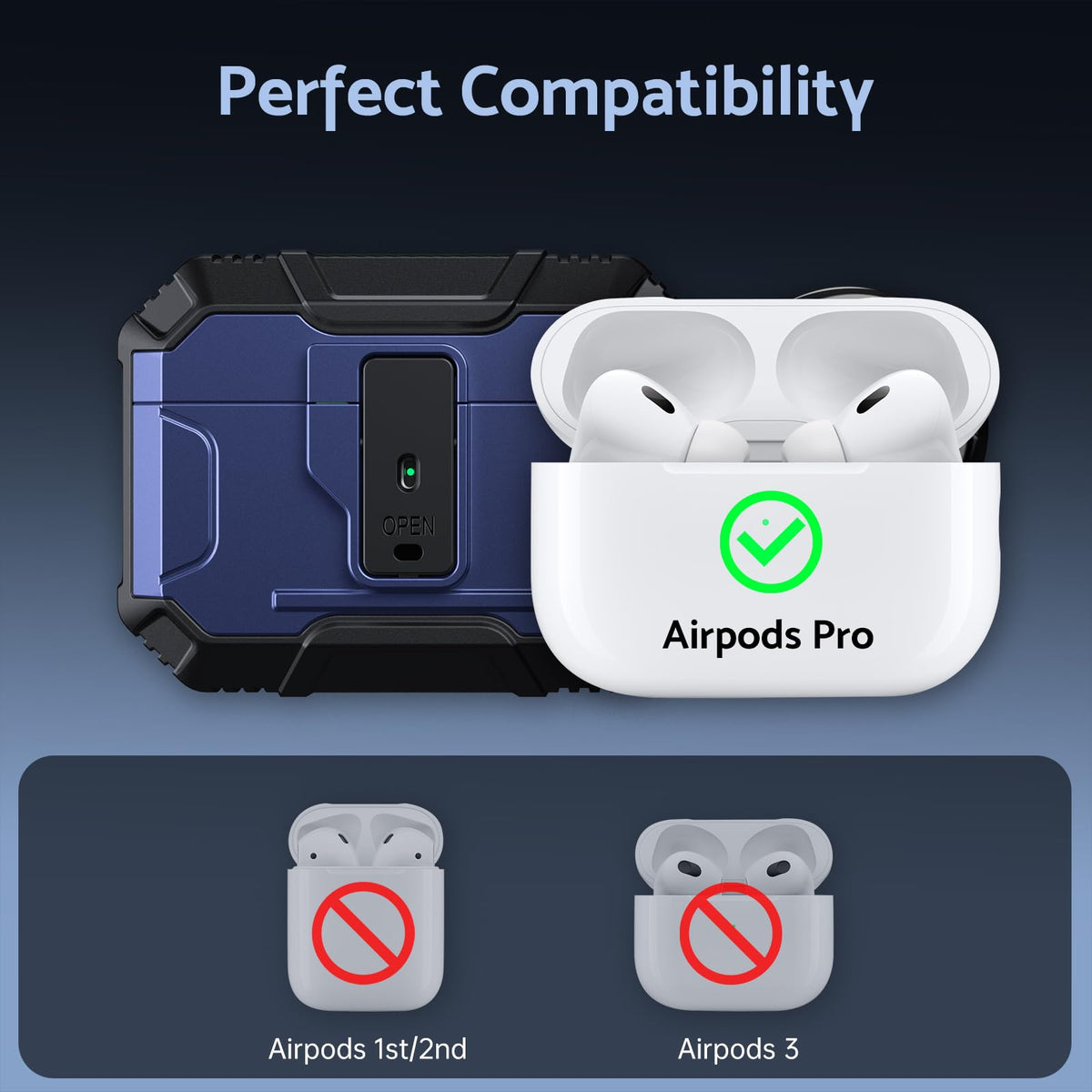 DASFOND Armor AirPods Pro case in blue offers rugged protection.