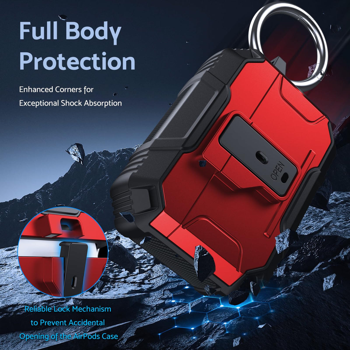 DASFOND Armor AirPods Pro1 case, dust cap keeps charging port clean
