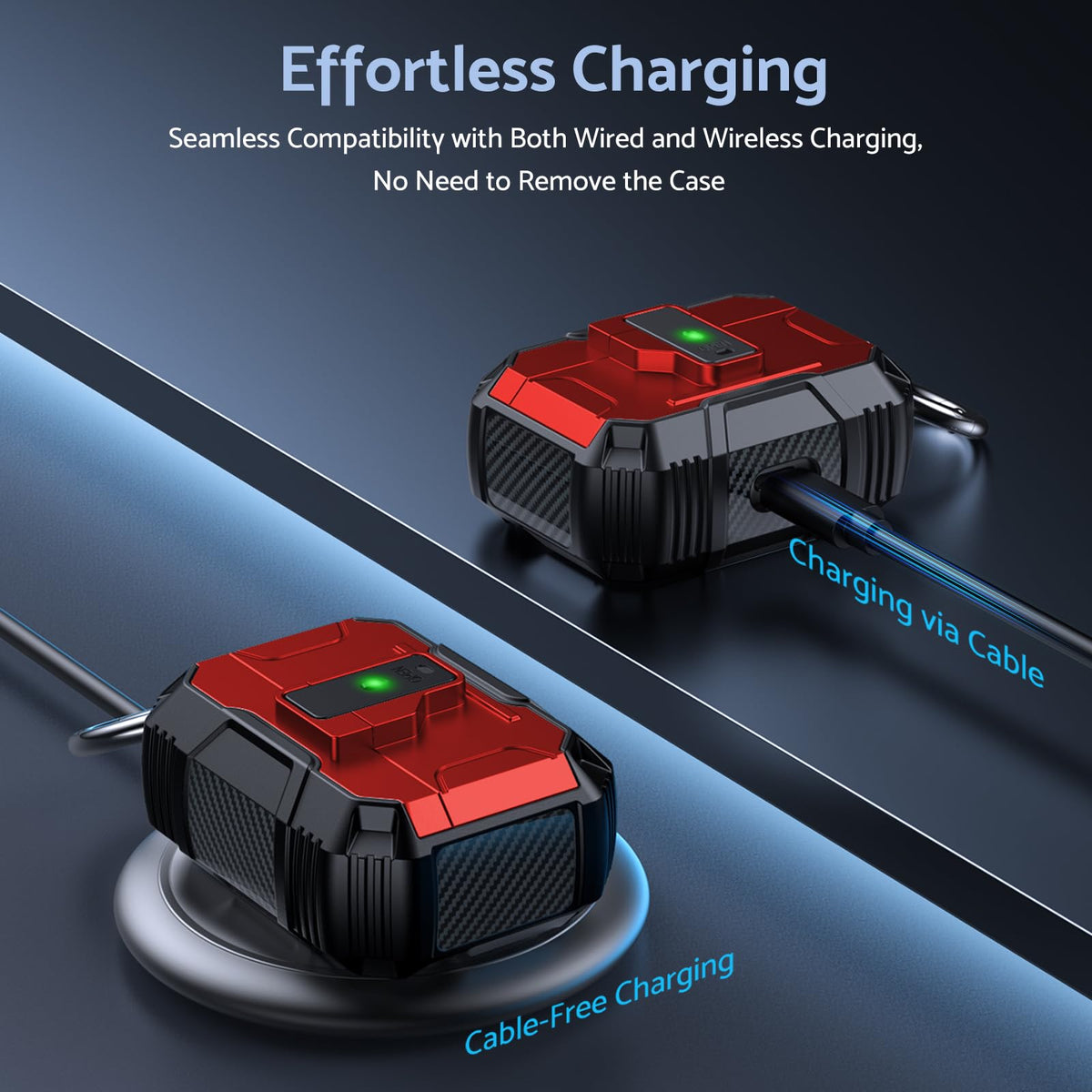 DASFOND Armor AirPods Pro1 case, wireless charging compatible with visible LED