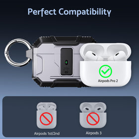 DASFOND Armor AirPods Pro 2 case with portable carabiner for outdoor activities.
