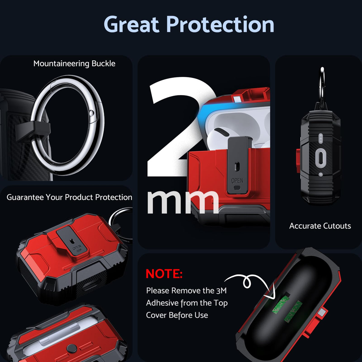 DASFOND Armor AirPods Pro 3 case with front LED visible while charging