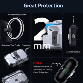 DASFOND Armor AirPods Pro case includes carabiner for outdoor portability