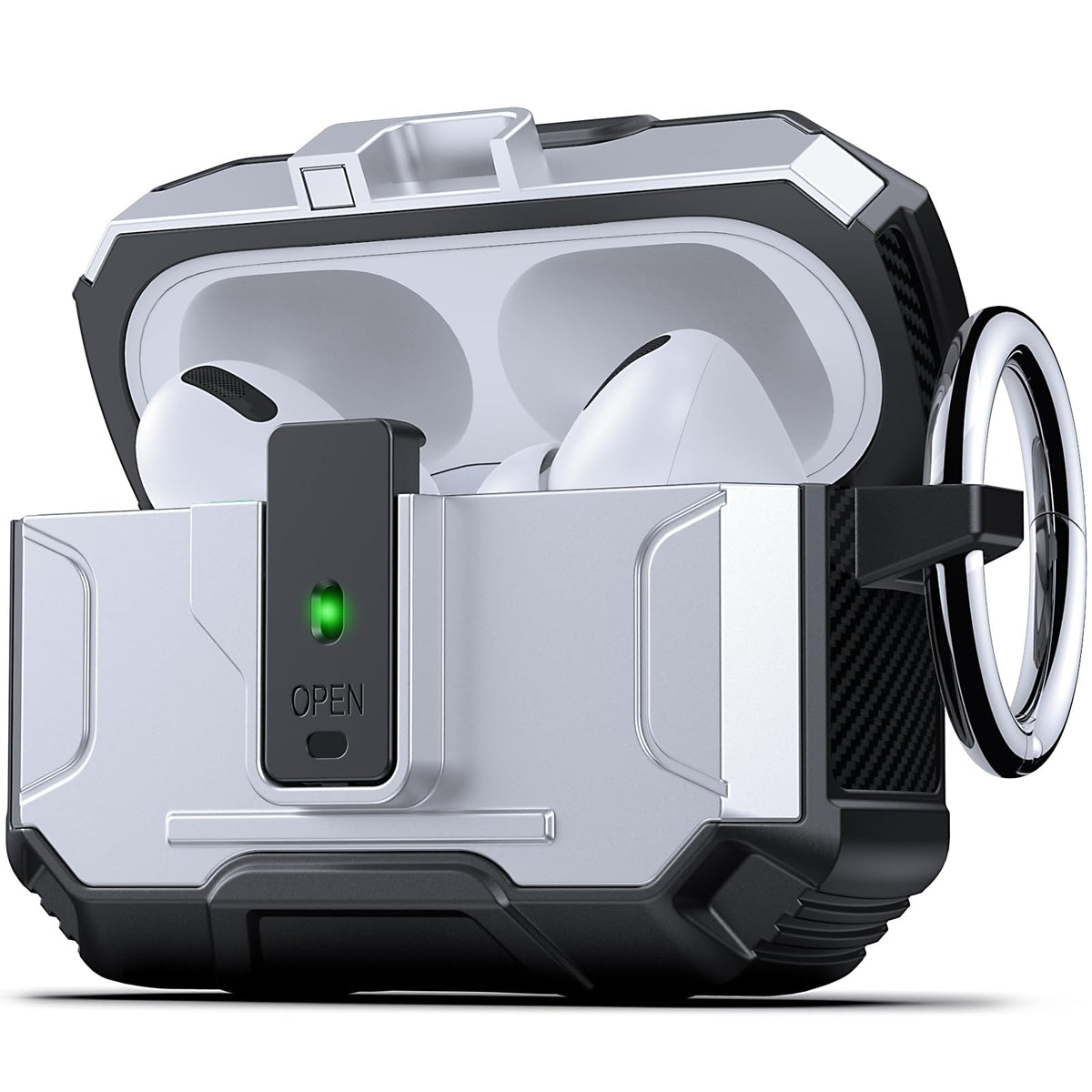 DASFOND Armor AirPods Pro case front view with full protection and easy charging access
