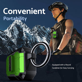 DASFOND Armor AirPods 4 case carabiner attachment for outdoor portability.