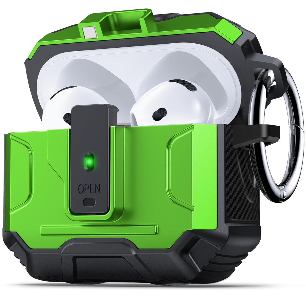 DASFOND Armor AirPods 4 case front view with full-body protection and style.