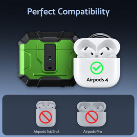 DASFOND Armor AirPods 4 case in green color for visibility and style.