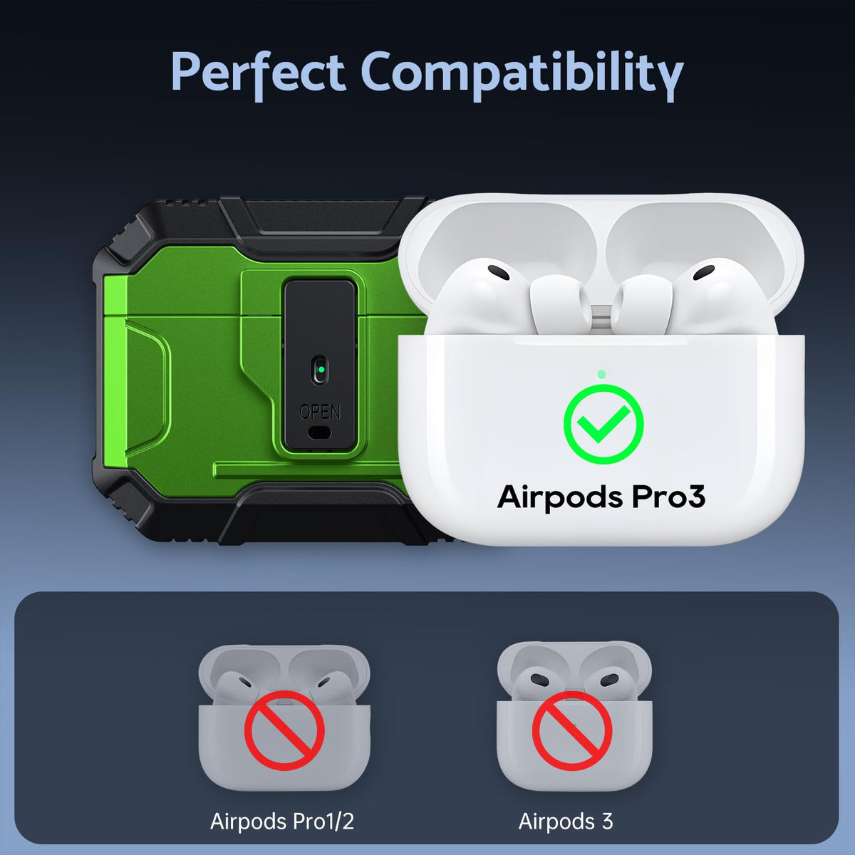 DASFOND Armour AirPods Pro 3 case, carabiner clip, convenient outdoor carry