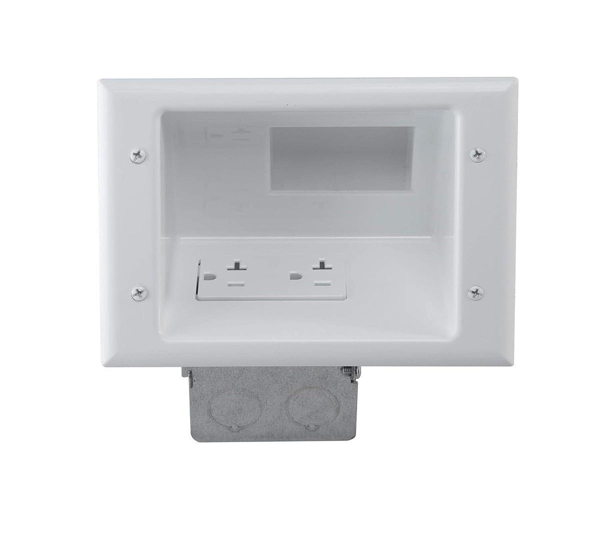 DATA COMM front view plate showing clean white finish and flush installation benefit