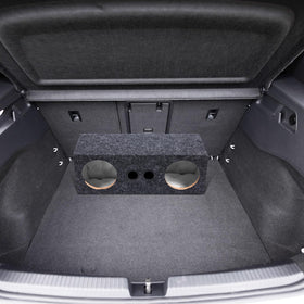 Datanly dual 6.5-inch enclosure fits two speakers for enhanced playback.