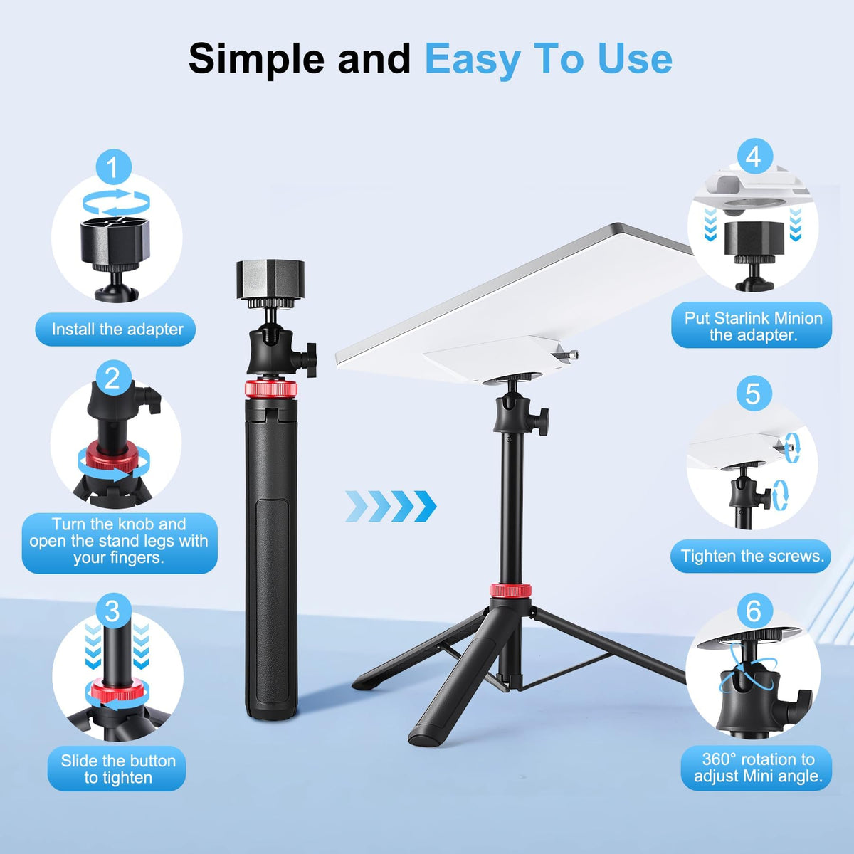 Datop complete kit includes tripod mount, detachable adapter, and storage bag.