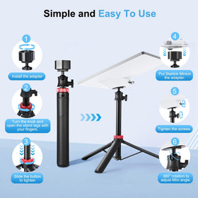 Datop complete kit includes tripod mount, detachable adapter, and storage bag.