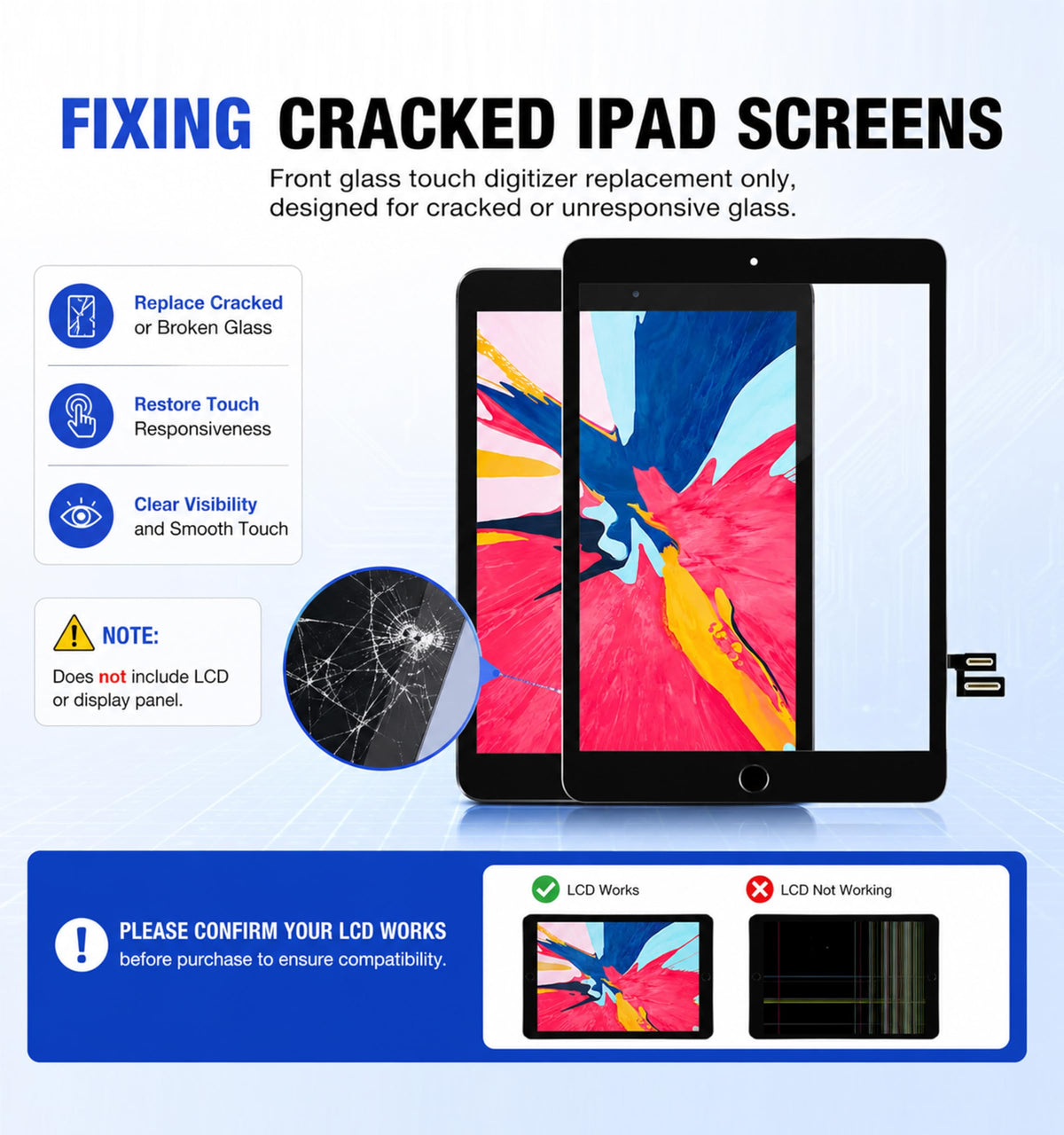 Datton iPad 9th gen pre-cut adhesive for clean installation.