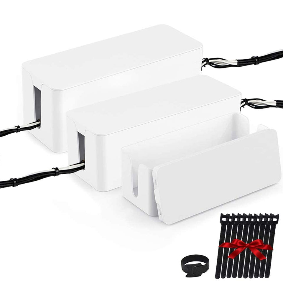 Davimaxium set of three large cable management boxes keeps cords neat and accessible