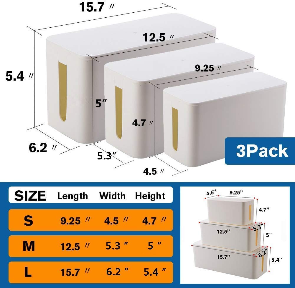 Davimaxium small cable boxes organize cables on compact desks