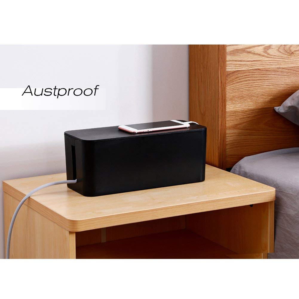 Davimaxium under-desk setup keeps power strips hidden yet accessible.