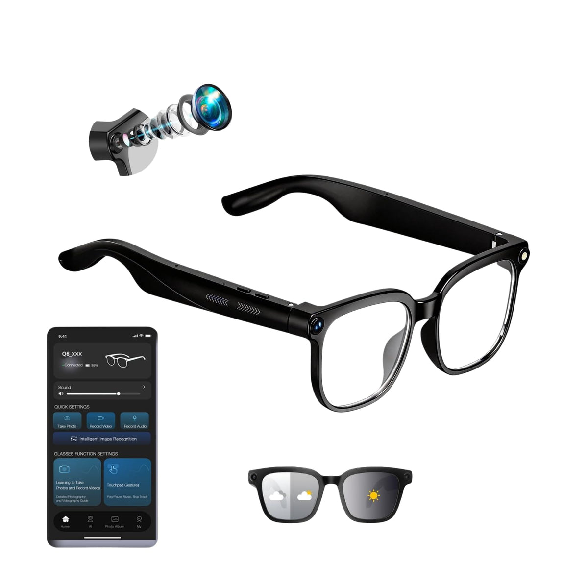 DaxinSanXin AI Smart Glasses with 4K camera for hands free video on the go