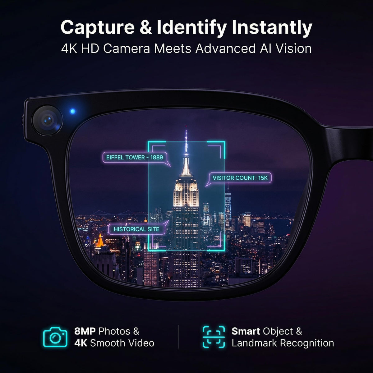 DaxinSanXin AI Smart Glasses voice control for hands free calls and music
