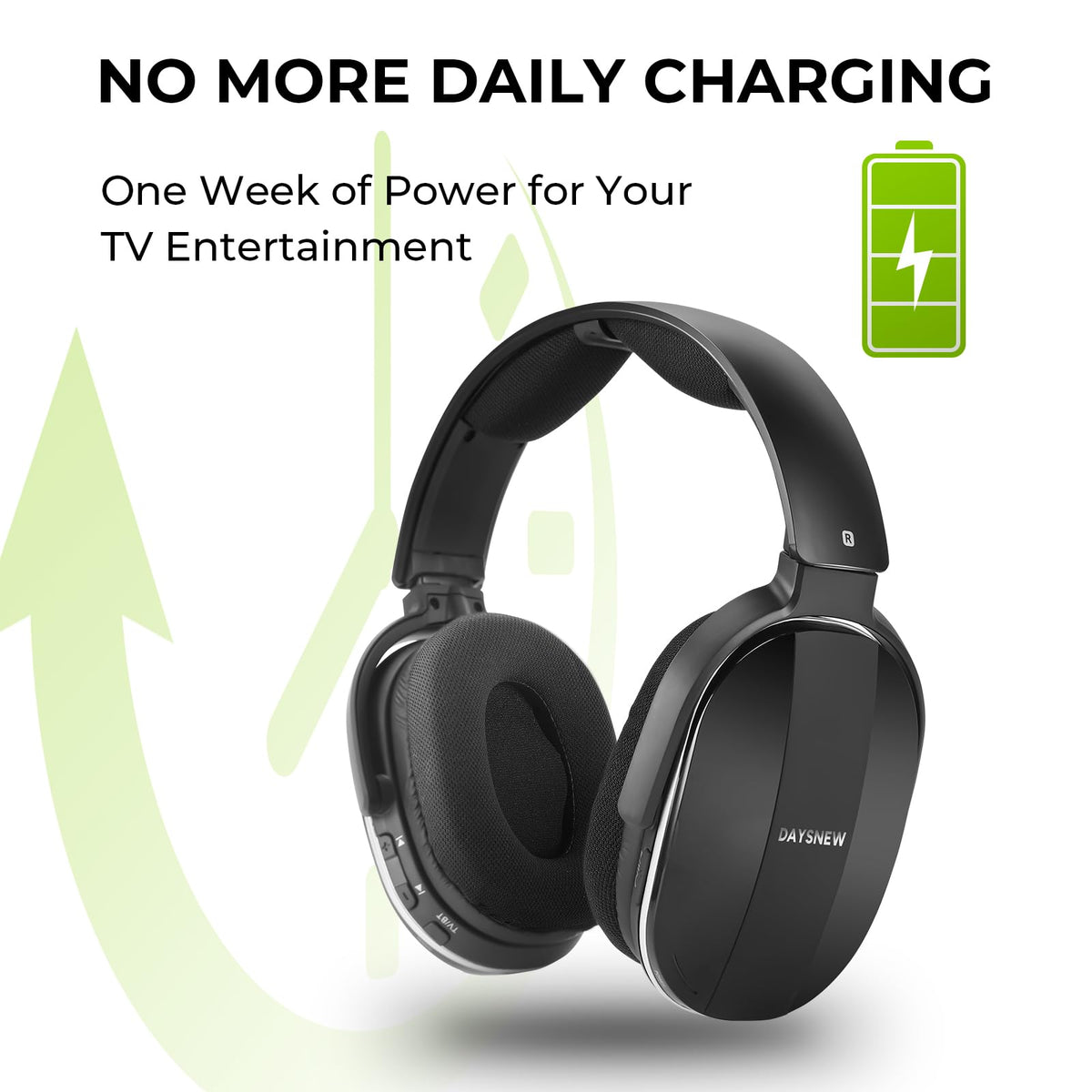 Daysnew ergonomic over-ear design provides long-lasting comfort.